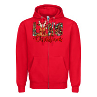 Red love christmas reindeer Zipper Hoodie - Jasminsmagicworld