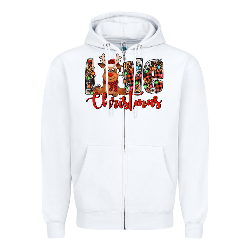 Love Christmas Reindeer Zipper Hoodie by Jasminsmagicworld | Teevron