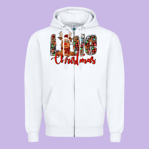 Love Christmas Reindeer Zipper Hoodie Designed By Jasminsmagicworld
