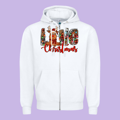 Love Christmas Reindeer Zipper Hoodie Designed By Jasminsmagicworld