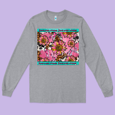 Breast Cancer Awareness Long Sleeve Tee Designed By Adodesignshop