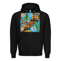 Black school bus seamless pattern Zipper Hoodie - BundleAndBundleShop