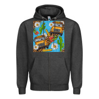 Charcoal Heather school bus seamless pattern Zipper Hoodie - BundleAndBundleShop