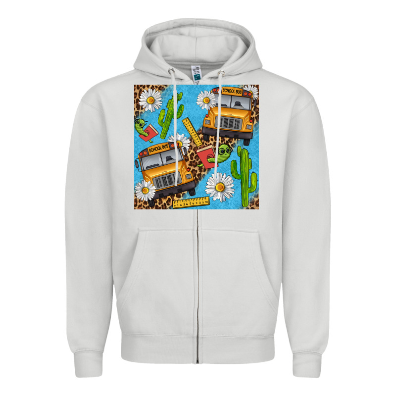 School Bus Seamless Pattern Zipper Hoodie by BundleAndBundleShop | Teevron