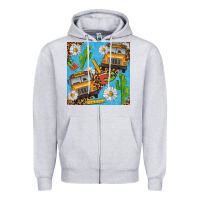 Heather Grey school bus seamless pattern Zipper Hoodie - BundleAndBundleShop