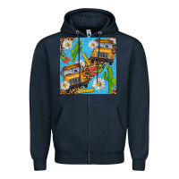 Navy school bus seamless pattern Zipper Hoodie - BundleAndBundleShop