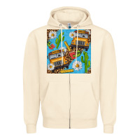 Sandshell school bus seamless pattern Zipper Hoodie - BundleAndBundleShop
