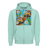 Seafoam school bus seamless pattern Zipper Hoodie - BundleAndBundleShop