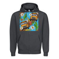 Smoke school bus seamless pattern Zipper Hoodie - BundleAndBundleShop