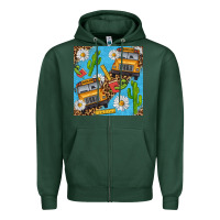 Sports Green school bus seamless pattern Zipper Hoodie - BundleAndBundleShop