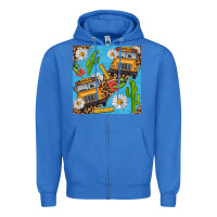 True Royal school bus seamless pattern Zipper Hoodie - BundleAndBundleShop