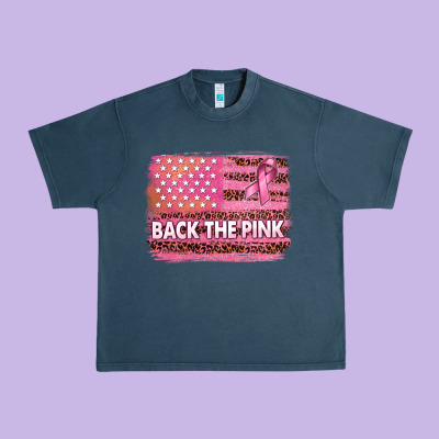 Back The Pink American Flag Urban Heavy Tee Designed By Texasbilliewilder