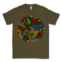 Army Green african fabric pattern round earrings 3 Classic Tee - BundleAndBundleShop
