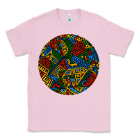 Bubblegum Pink african fabric pattern round earrings 3 Classic Tee - BundleAndBundleShop