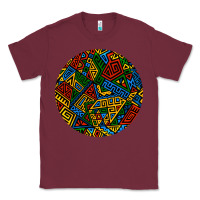 Burgundy african fabric pattern round earrings 3 Classic Tee - BundleAndBundleShop