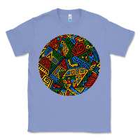 Colony Blue african fabric pattern round earrings 3 Classic Tee - BundleAndBundleShop