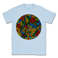 Dusty Blue african fabric pattern round earrings 3 Classic Tee - BundleAndBundleShop