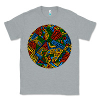 Heather Grey african fabric pattern round earrings 3 Classic Tee - BundleAndBundleShop