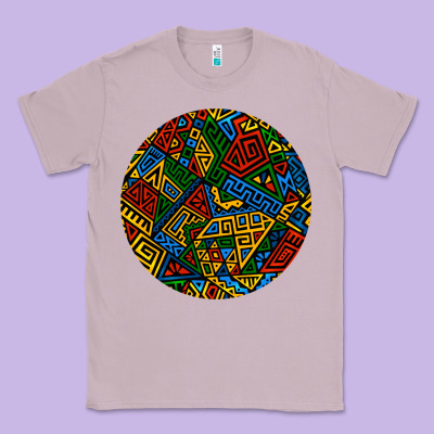 African Fabric Pattern Round Earrings 3 Classic Tee Designed By Bundleandbundleshop