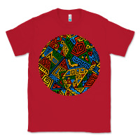 Red african fabric pattern round earrings 3 Classic Tee - BundleAndBundleShop