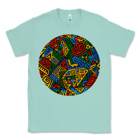 Seafoam african fabric pattern round earrings 3 Classic Tee - BundleAndBundleShop