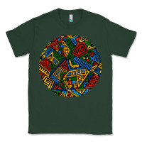 Sports Green african fabric pattern round earrings 3 Classic Tee - BundleAndBundleShop