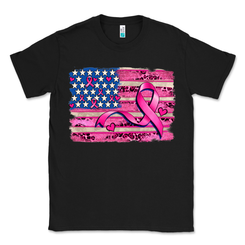 American Flag And  Cancer Ribbon Pattern Classic Tee by AdoDesignShop | Teevron