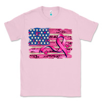 Bubblegum Pink american flag and  cancer ribbon pattern Classic Tee - AdoDesignShop
