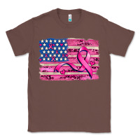 Chestnut american flag and  cancer ribbon pattern Classic Tee - AdoDesignShop