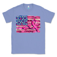Colony Blue american flag and  cancer ribbon pattern Classic Tee - AdoDesignShop