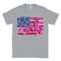 Heather Grey american flag and  cancer ribbon pattern Classic Tee - AdoDesignShop