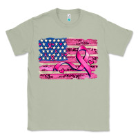 Matcha american flag and  cancer ribbon pattern Classic Tee - AdoDesignShop
