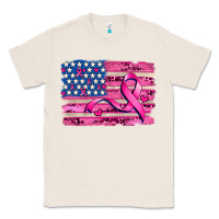Natural american flag and  cancer ribbon pattern Classic Tee - AdoDesignShop