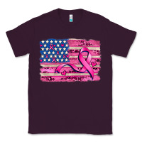Plum american flag and  cancer ribbon pattern Classic Tee - AdoDesignShop