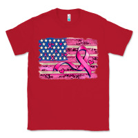 Red american flag and  cancer ribbon pattern Classic Tee - AdoDesignShop