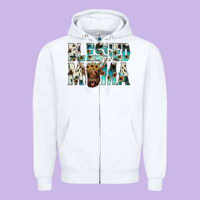 Blessed Mama Zipper Hoodie Designed By Jahusdesignshop