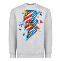 Heather Grey America lightning bolt Heavyweight Sweatshirt - texasbilliewilder