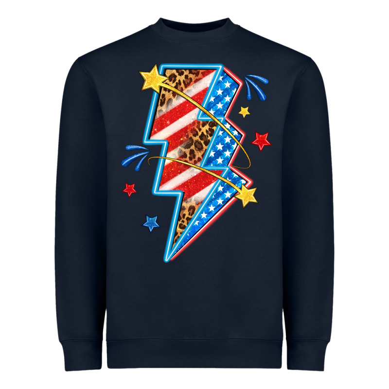 America Lightning Bolt Heavyweight Sweatshirt by texasbilliewilder | Teevron