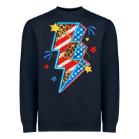 Navy America lightning bolt Heavyweight Sweatshirt - texasbilliewilder