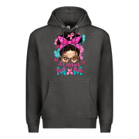 Charcoal Heather Warrior Mom Messy Bun With Flowers Premium Hoodie - BundleAndBundleShop