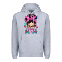 Heather Grey Warrior Mom Messy Bun With Flowers Premium Hoodie - BundleAndBundleShop