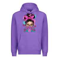 Purple Warrior Mom Messy Bun With Flowers Premium Hoodie - BundleAndBundleShop