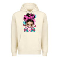 Sandshell Warrior Mom Messy Bun With Flowers Premium Hoodie - BundleAndBundleShop