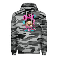 Slate Camo Warrior Mom Messy Bun With Flowers Premium Hoodie - BundleAndBundleShop