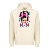 Tofu Warrior Mom Messy Bun With Flowers Premium Hoodie - BundleAndBundleShop