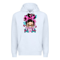 White Warrior Mom Messy Bun With Flowers Premium Hoodie - BundleAndBundleShop