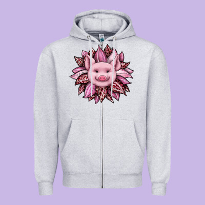 Sunflower Leopard Zipper Hoodie Designed By Jahusdesignshop