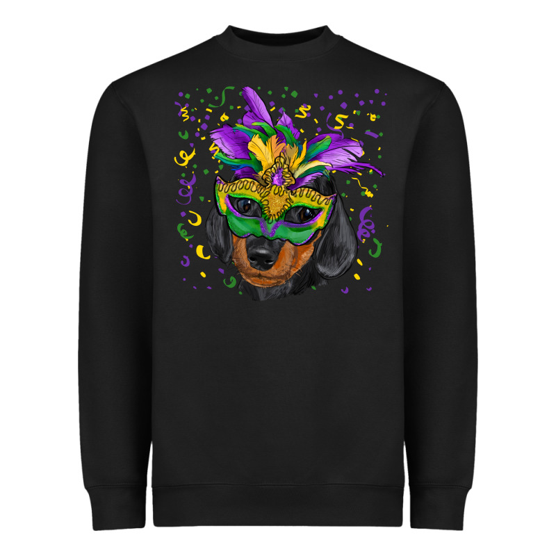 Mardi Gras Mask Dachshund Puppy Heavyweight Sweatshirt by RanaPortraitStore | Teevron