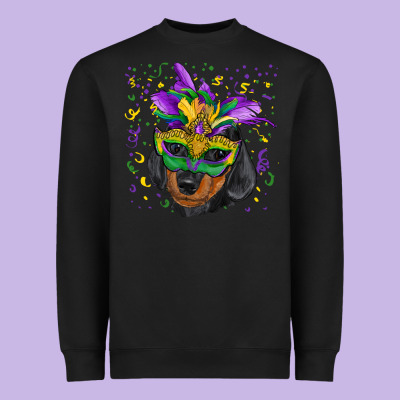 Heavyweight Sweatshirt mardi gras mask dachshund puppy
