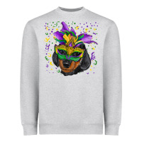 Heather Grey mardi gras mask dachshund puppy Heavyweight Sweatshirt - RanaPortraitStore